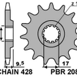 Poslední Šance PBR řetězové kolo přední 2084 12 18NC KTM EXC 50 '96-'03, SX 85 '07-'22 (JTF1907.12) (ŁAŃC. 428) (MADE IN ITALY)